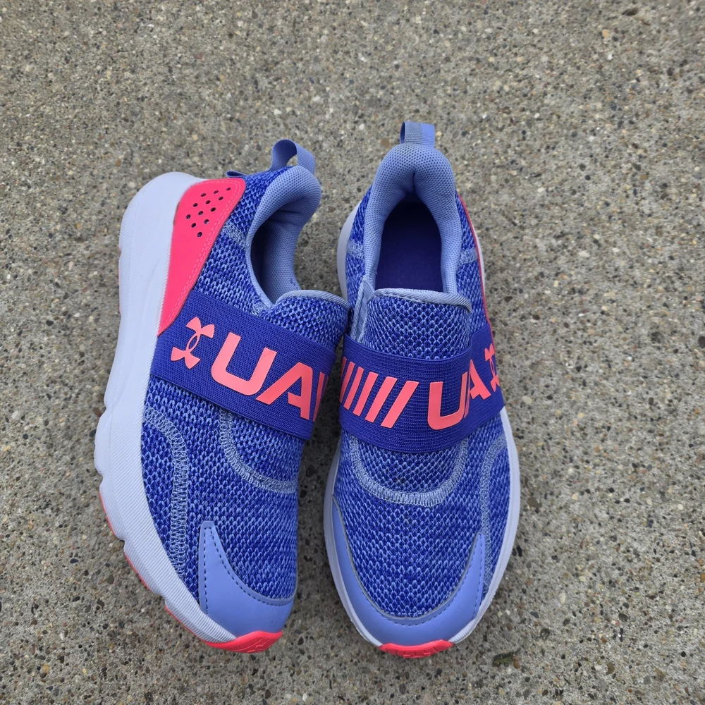 Under Armour Kids Blue and Pink Sneakers Youth Girls 4.5Y